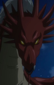 Аниме персонаж Красный дракон / Sekiryuu из аниме Isekai wa Smartphone to Tomo ni.